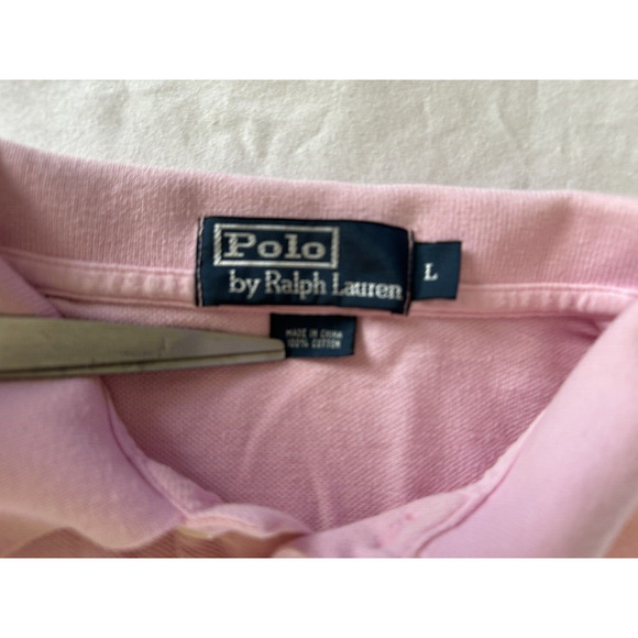 Polo Ralph Lauren Golf Shirt Classic Mens Large Pink w/Blue Pony Short Sleeve - Picture 6 of 10